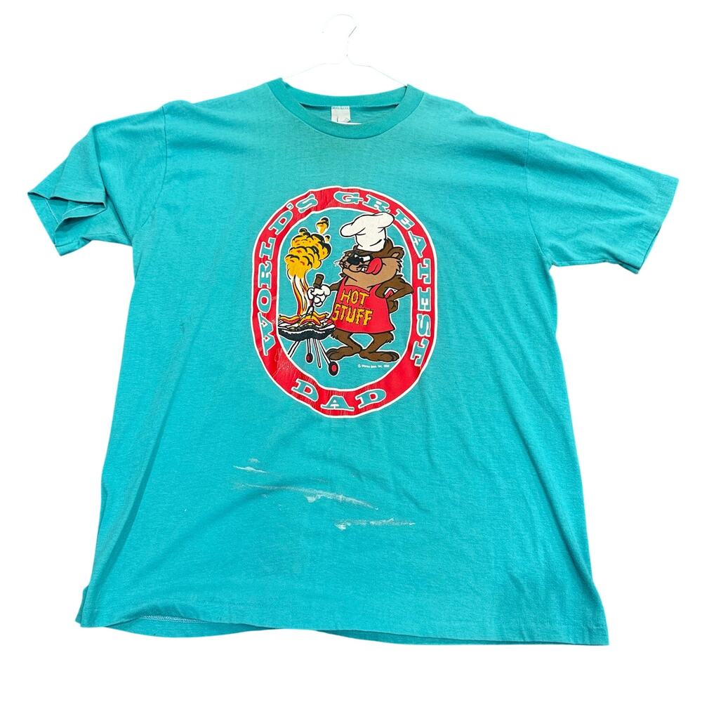 VTG 1986 World’s Greatest Dad Tasmanian Devil Taz Warner Bros T-Shirt Sz L? USA